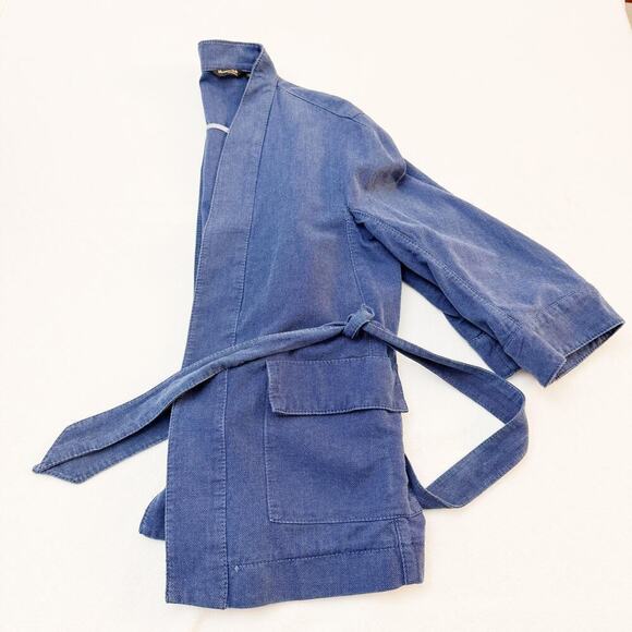 Massimo Duty Blue Blazer Belted Front Pockets Cotton Jacket Size M NWOT - Picture 6 of 7